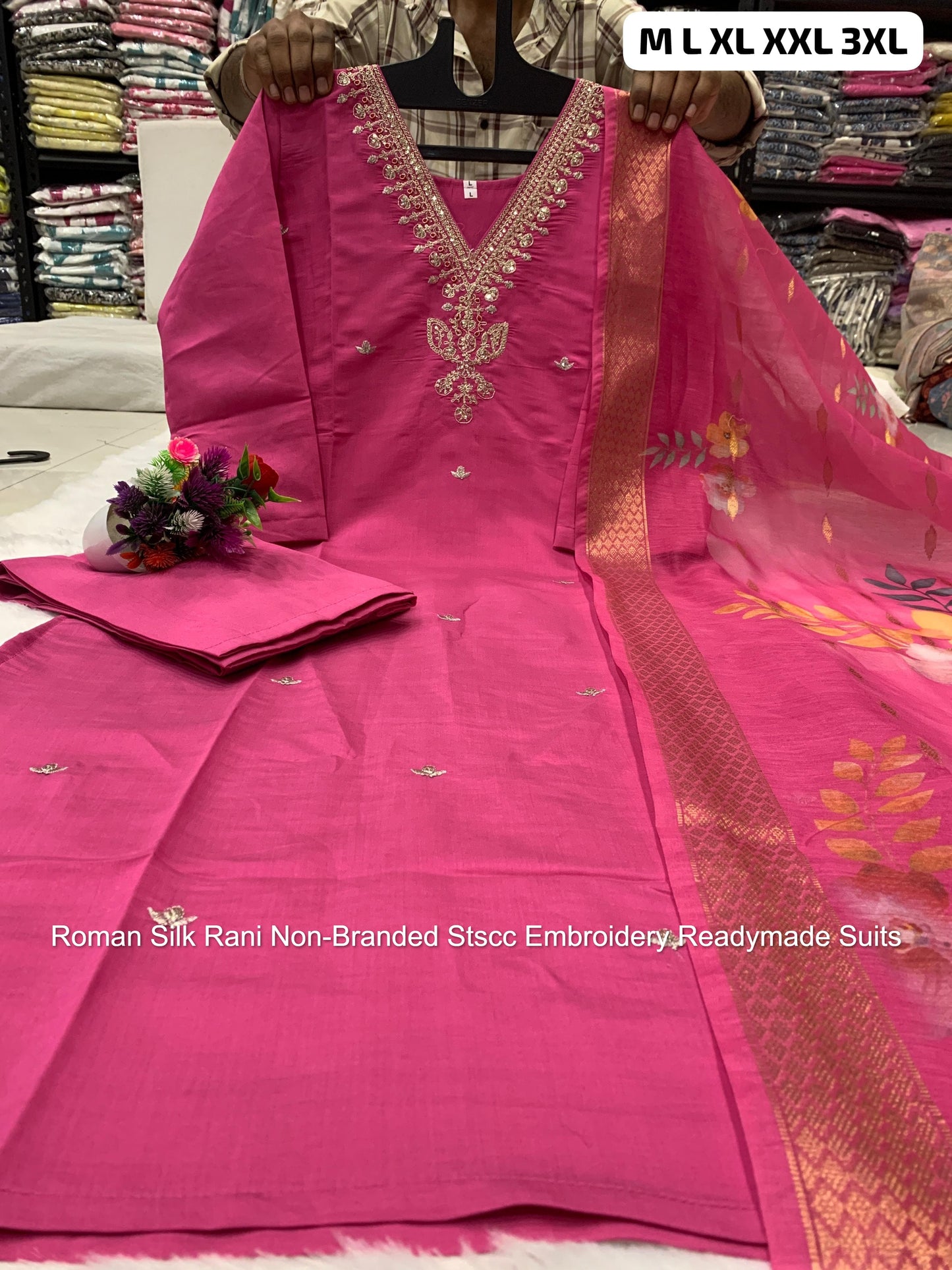 Roman Silk Rani Non-Branded Stscc Embroidery Readymade Suits