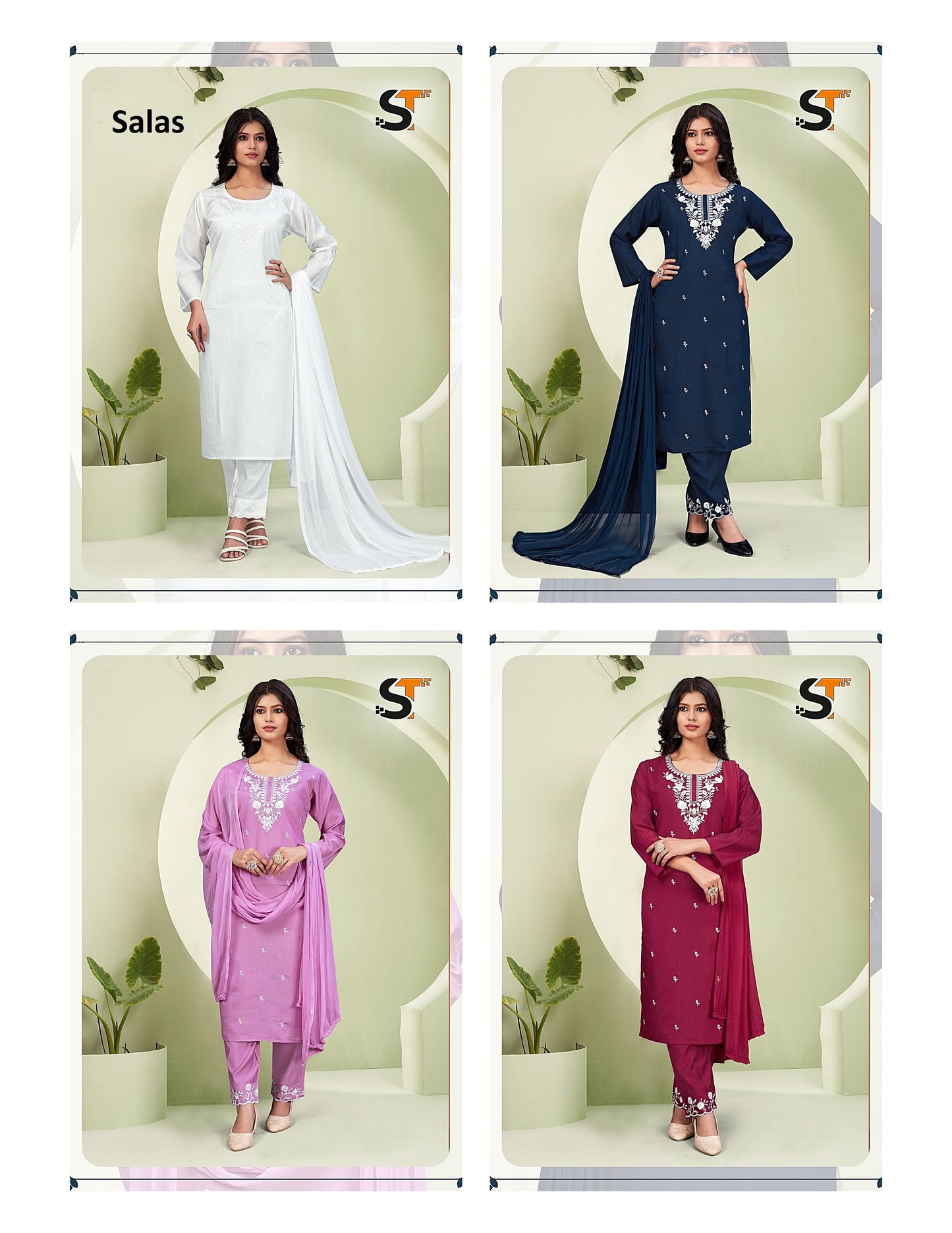 Roman Silk Salas Embroidery Readymade Suits