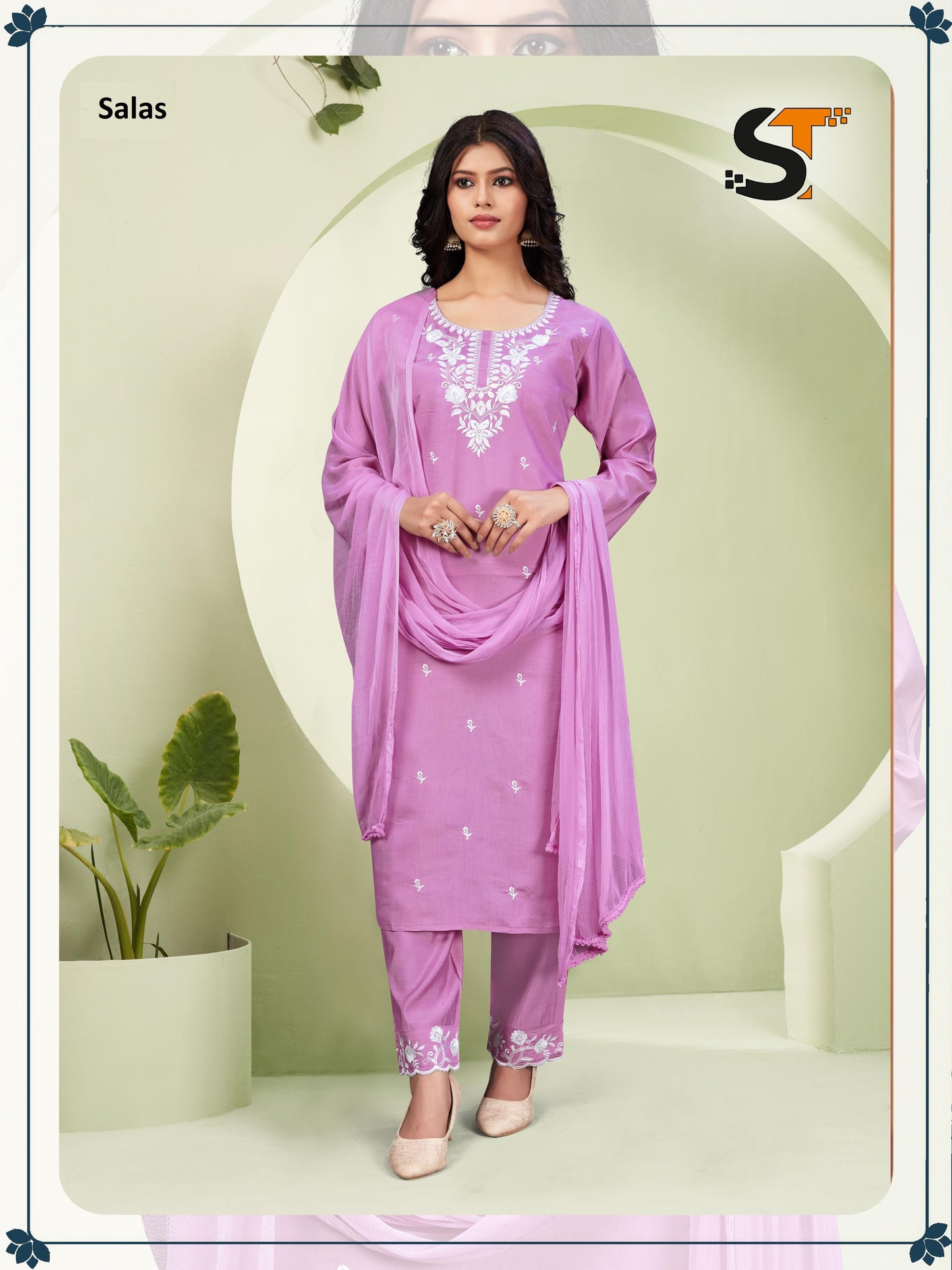 Roman Silk Salas Embroidery Readymade Suits