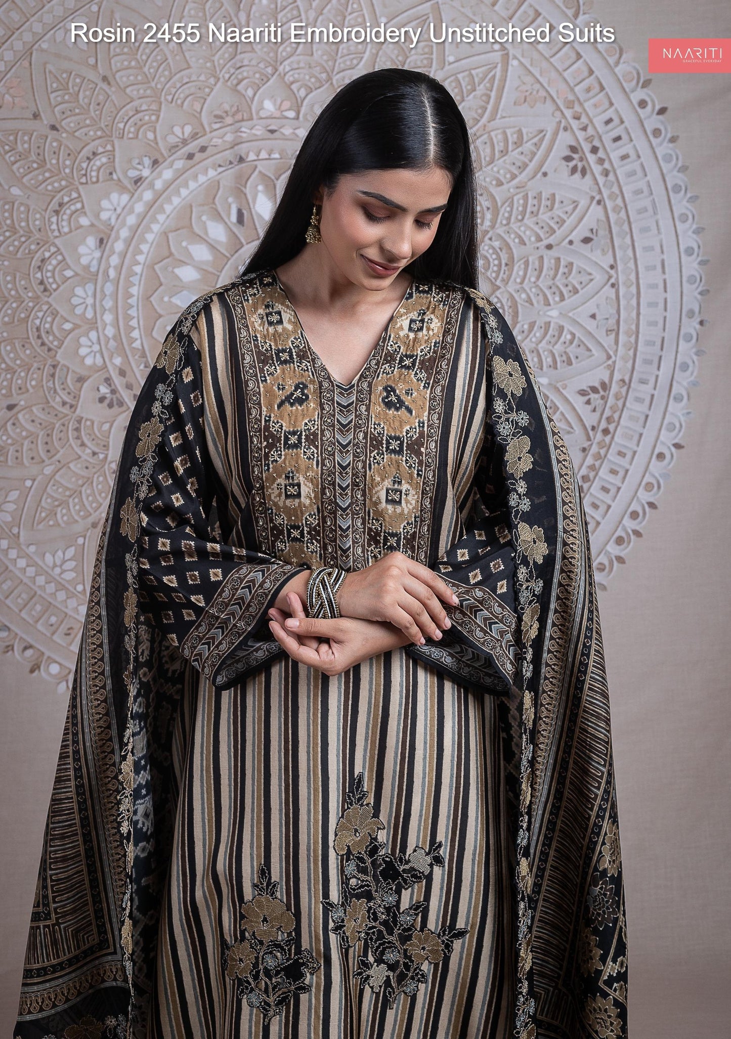 Rosin 2455 Naariti Embroidery Unstitched Suits