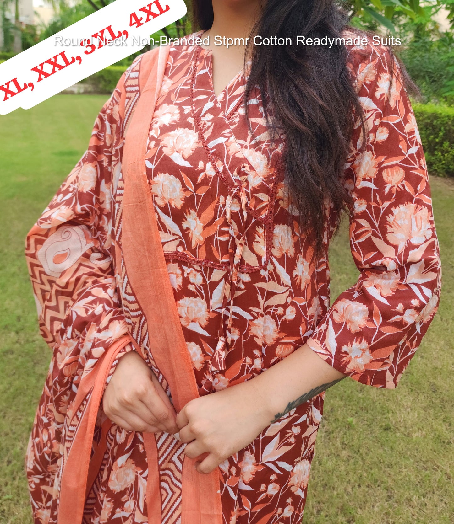 Round Neck Non-Branded Stpmr Cotton Readymade Suits