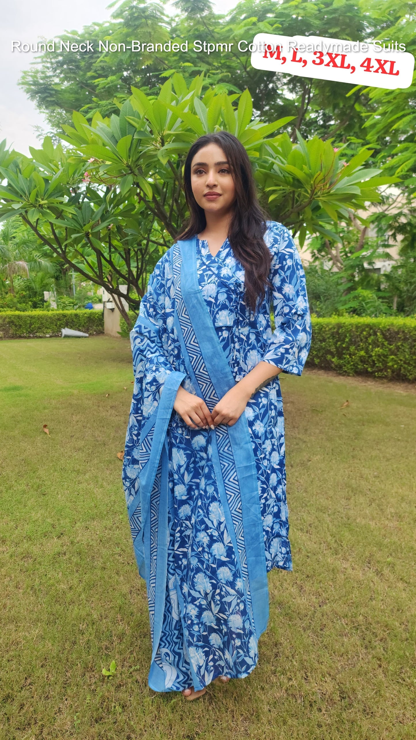 Round Neck Non-Branded Stpmr Cotton Readymade Suits