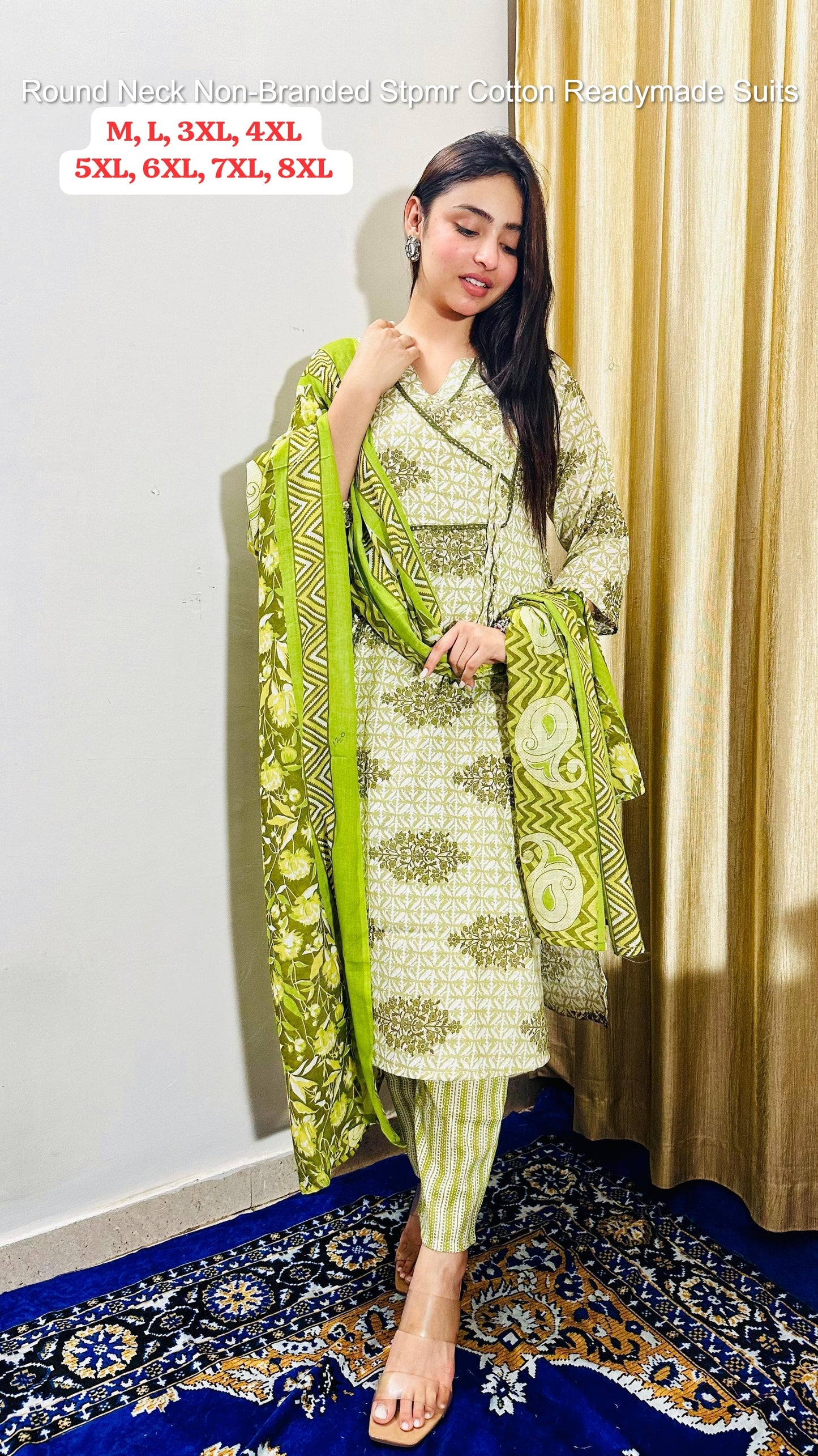 Round Neck Non-Branded Stpmr Cotton Readymade Suits