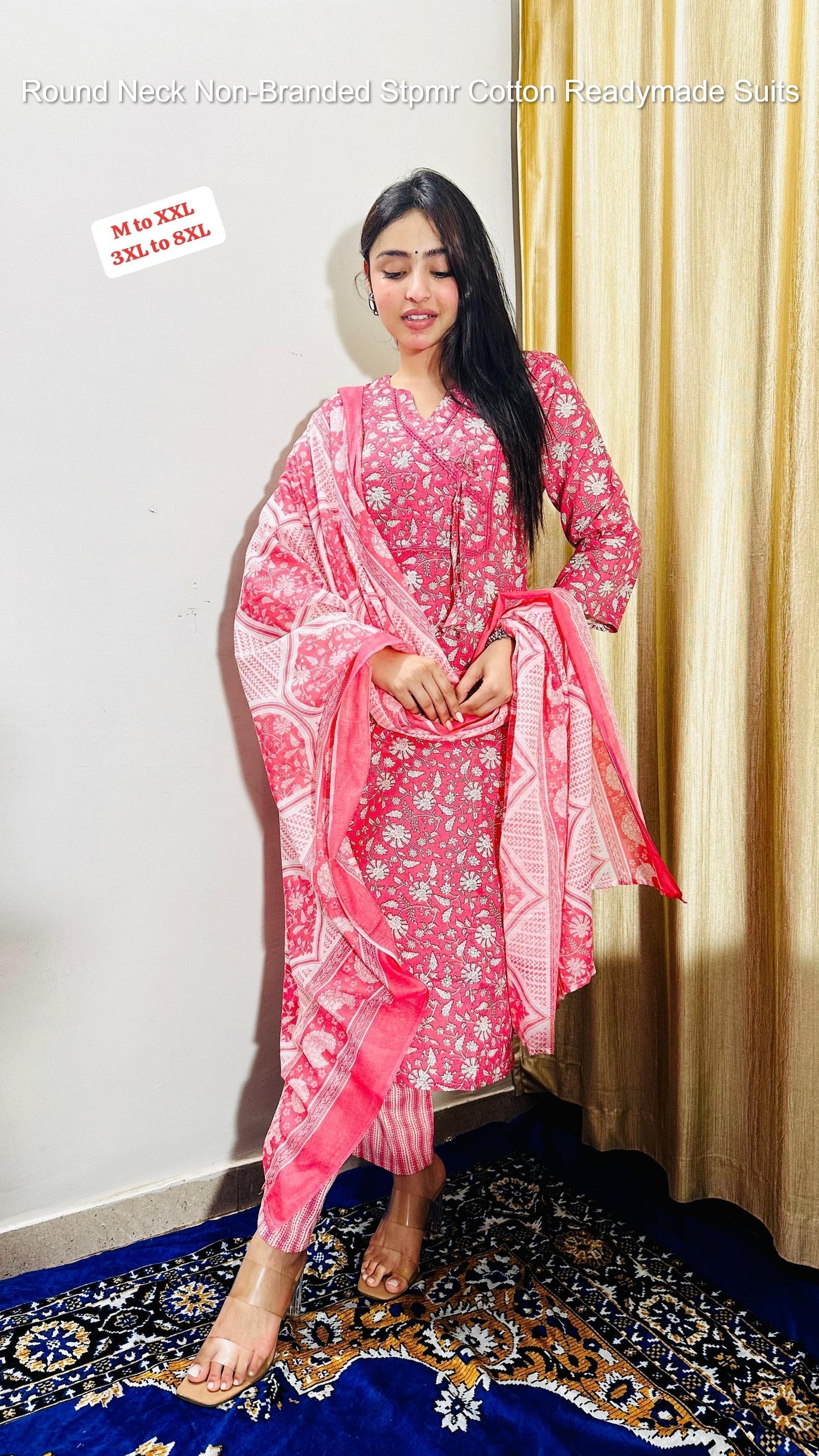 Round Neck Non-Branded Stpmr Cotton Readymade Suits