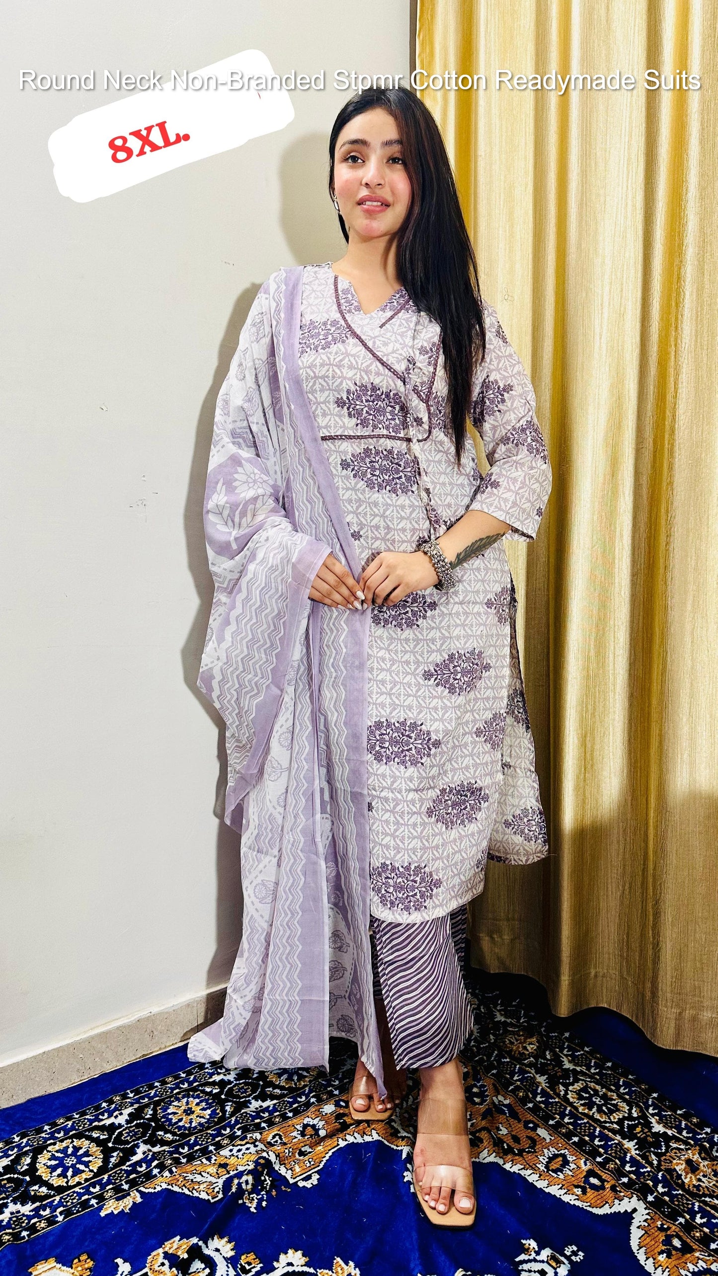 Round Neck Non-Branded Stpmr Cotton Readymade Suits