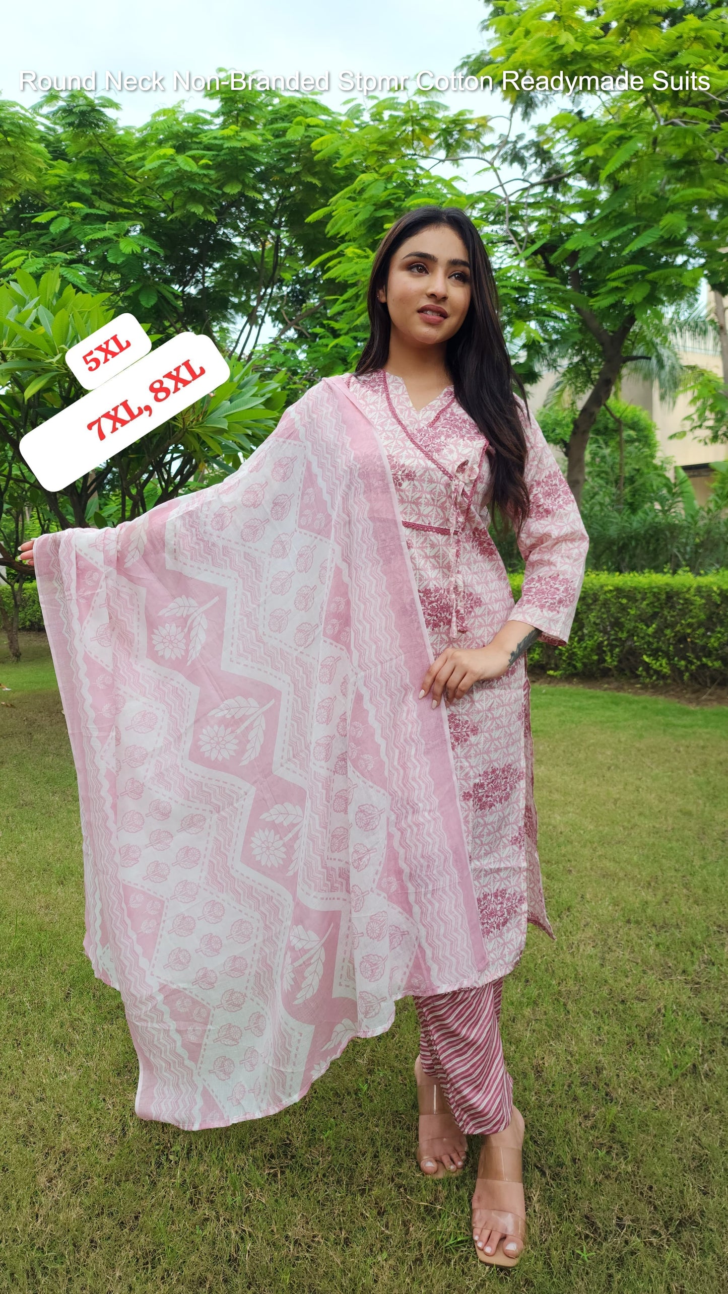 Round Neck Non-Branded Stpmr Cotton Readymade Suits