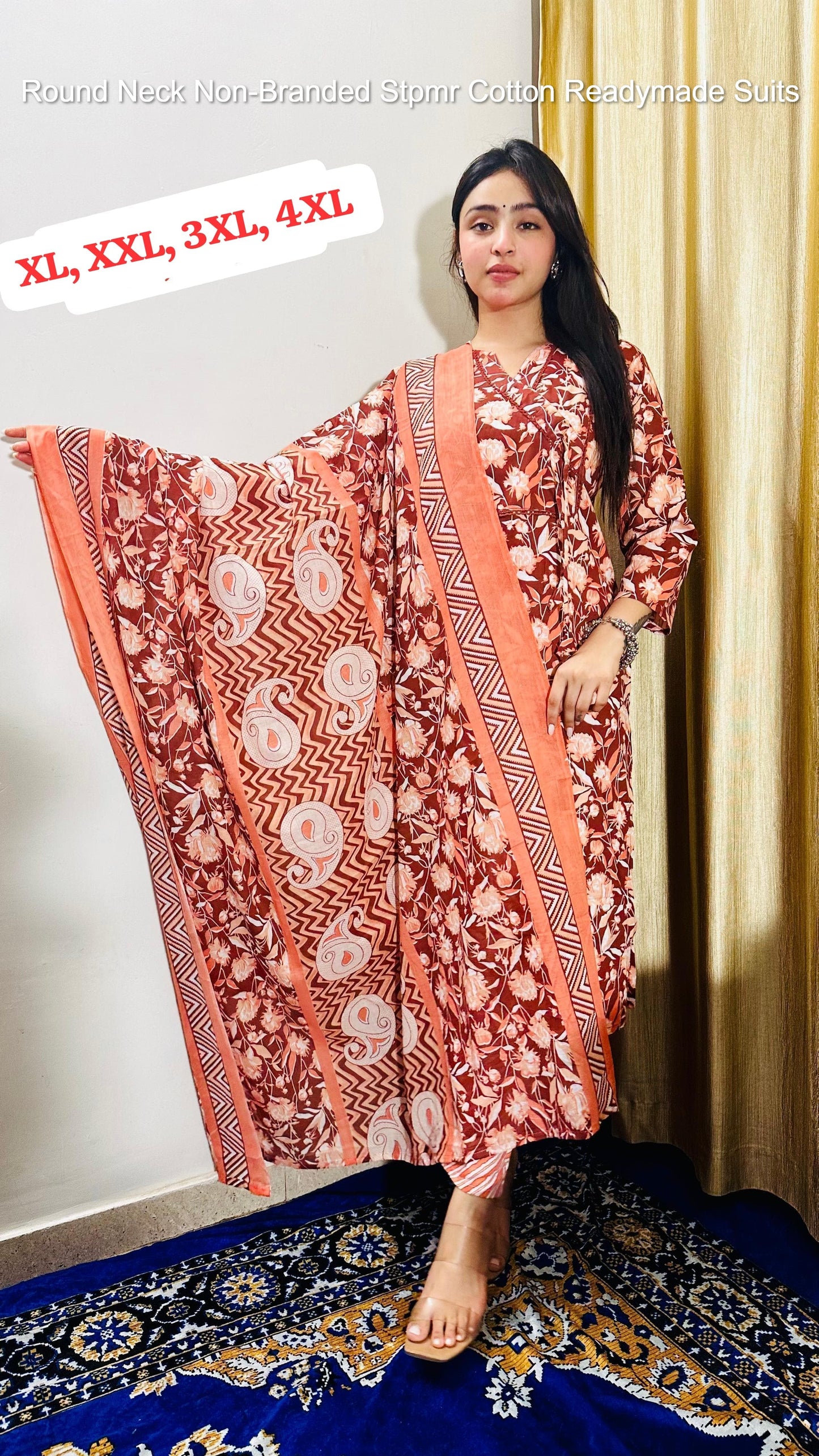 Round Neck Non-Branded Stpmr Cotton Readymade Suits