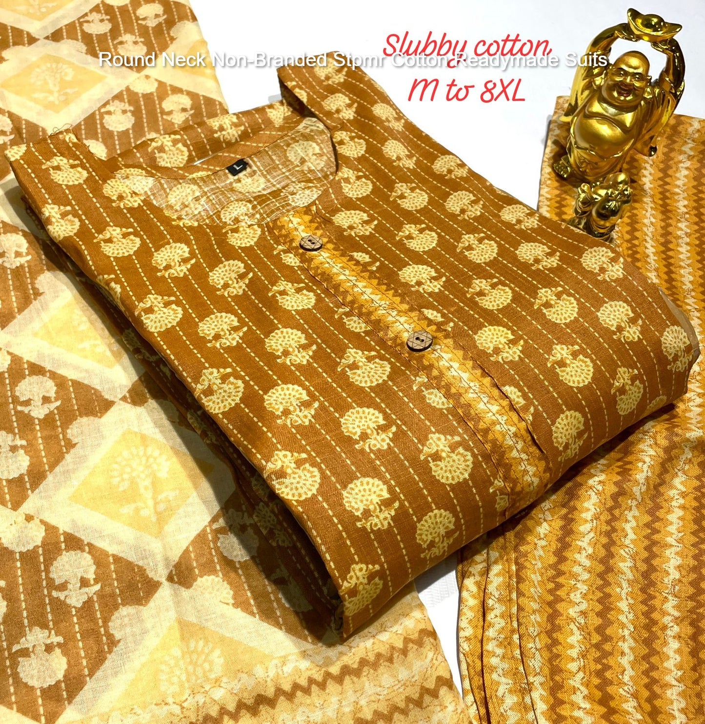 Round Neck Non-Branded Stpmr Cotton Readymade Suits