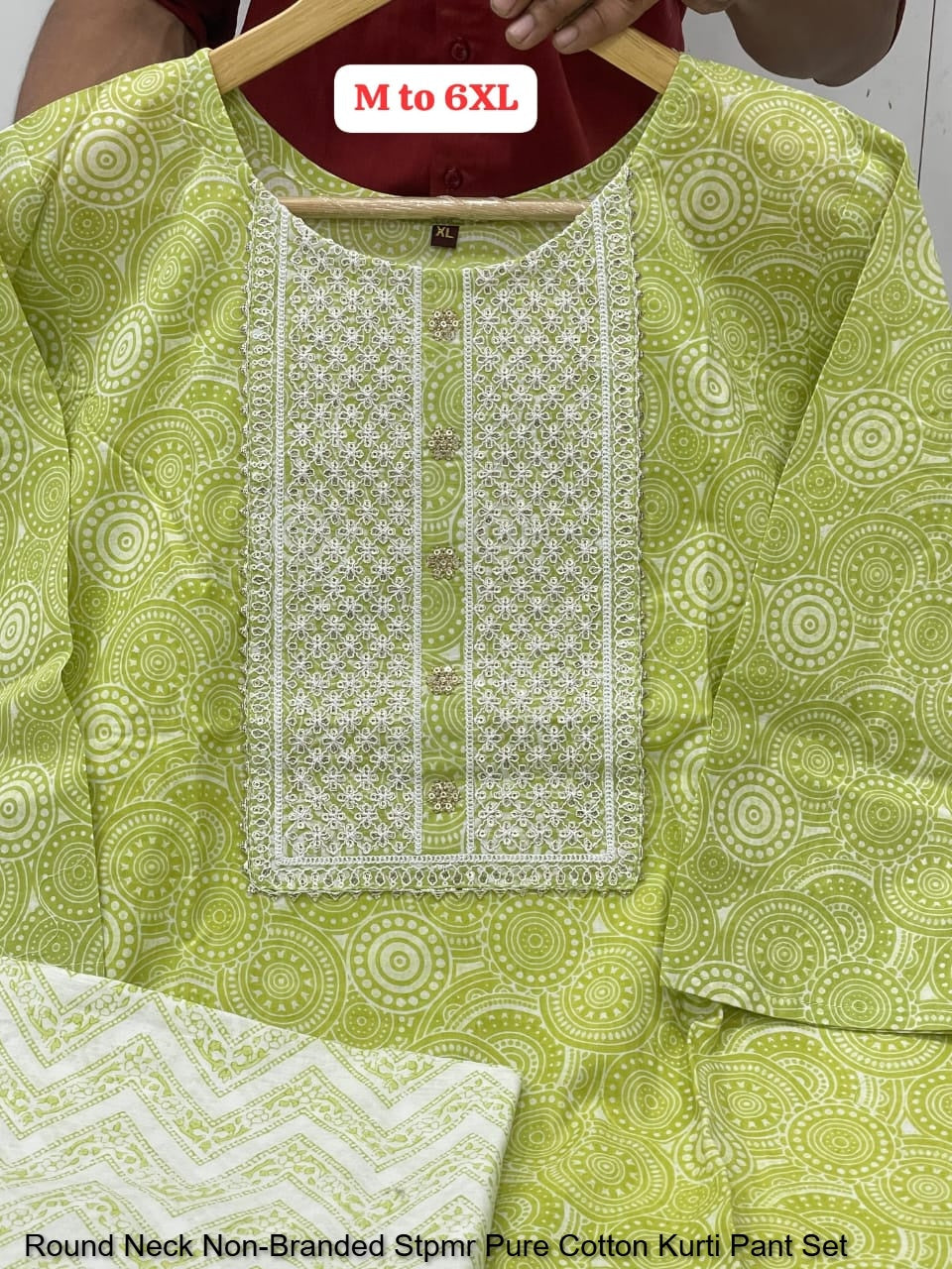 Round Neck Non-Branded Stpmr Pure Cotton Kurti Pant Set