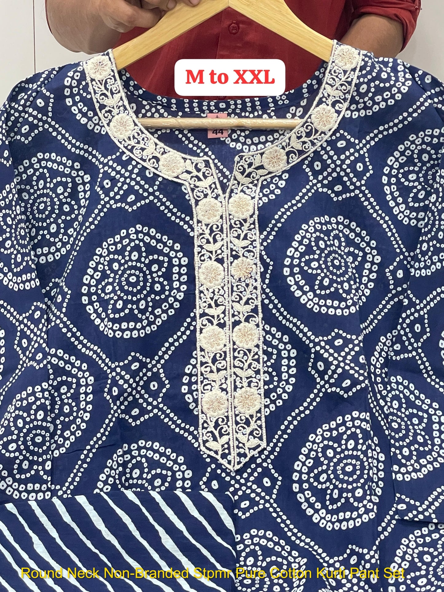 Round Neck Non-Branded Stpmr Pure Cotton Kurti Pant Set