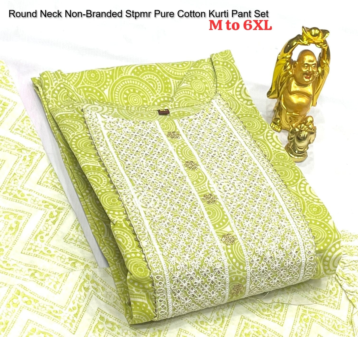 Round Neck Non-Branded Stpmr Pure Cotton Kurti Pant Set