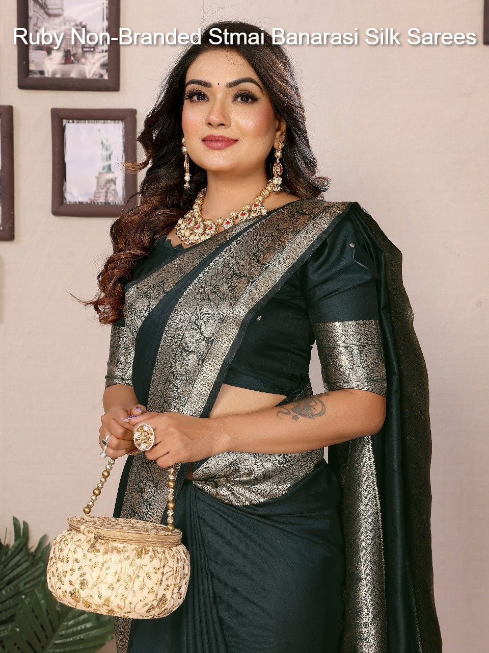 Ruby Non-Branded Stmai Banarasi Silk Sarees