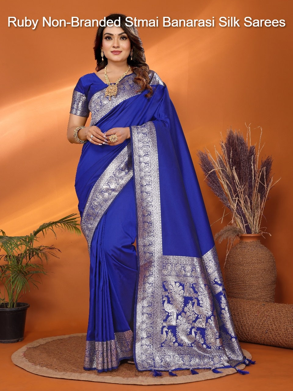 Ruby Non-Branded Stmai Banarasi Silk Sarees