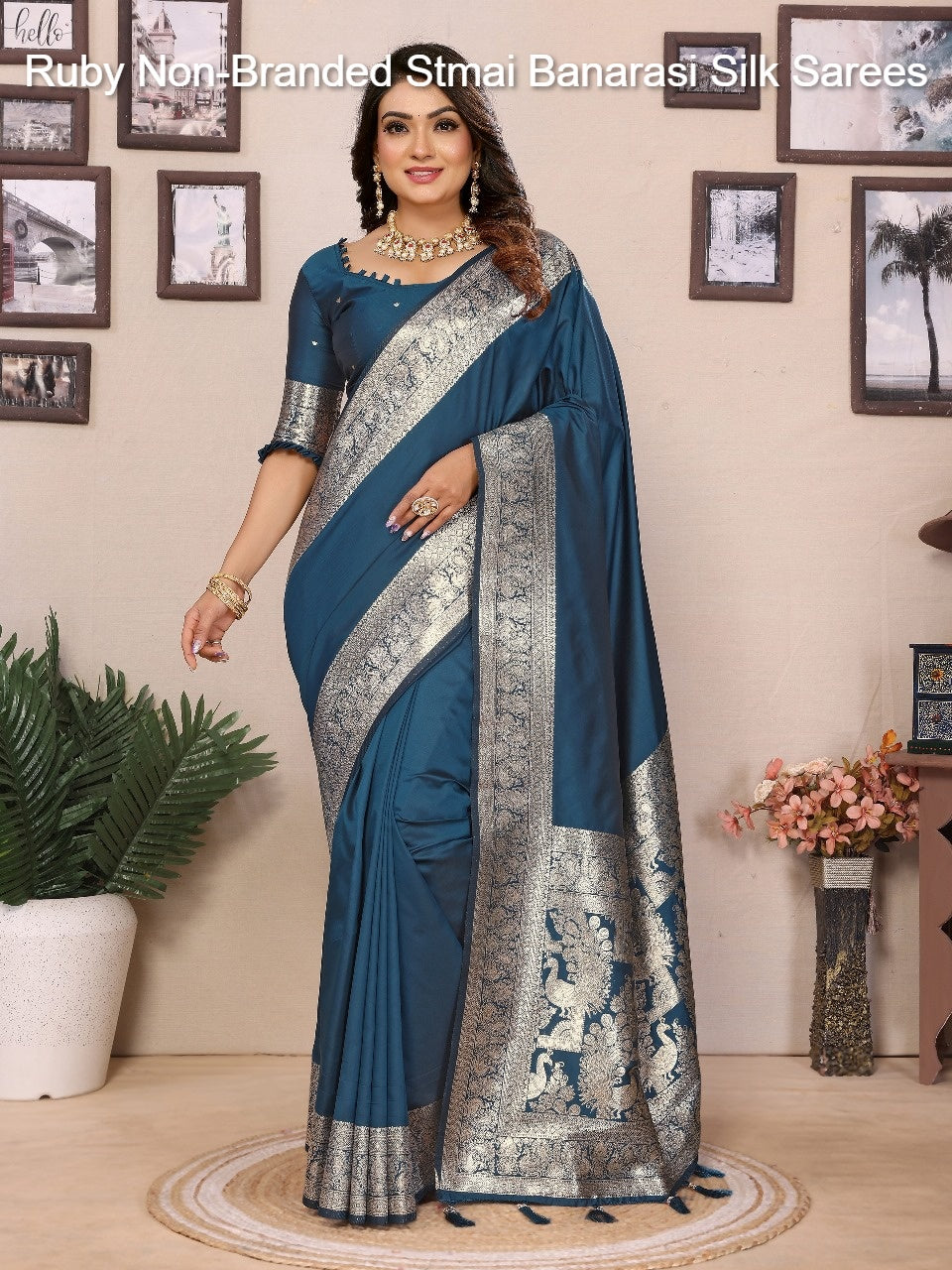 Ruby Non-Branded Stmai Banarasi Silk Sarees