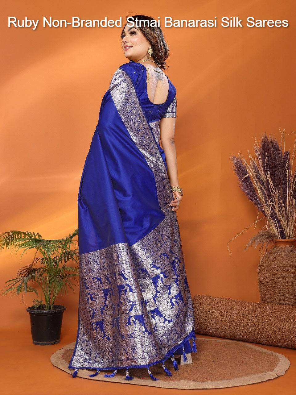 Ruby Non-Branded Stmai Banarasi Silk Sarees