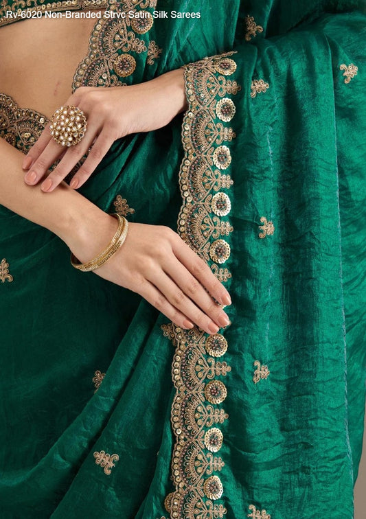 Rv-6020 Non-Branded Strvc Satin Silk Sarees
