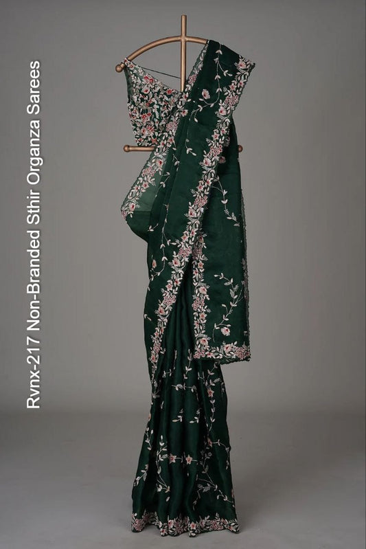 Rvnx-217 Non-Branded Sthir Organza Sarees