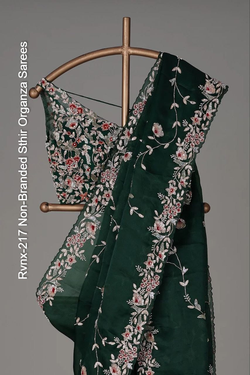 Rvnx-217 Non-Branded Sthir Organza Sarees