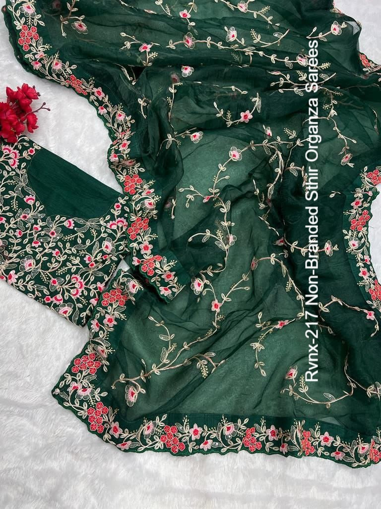 Rvnx-217 Non-Branded Sthir Organza Sarees