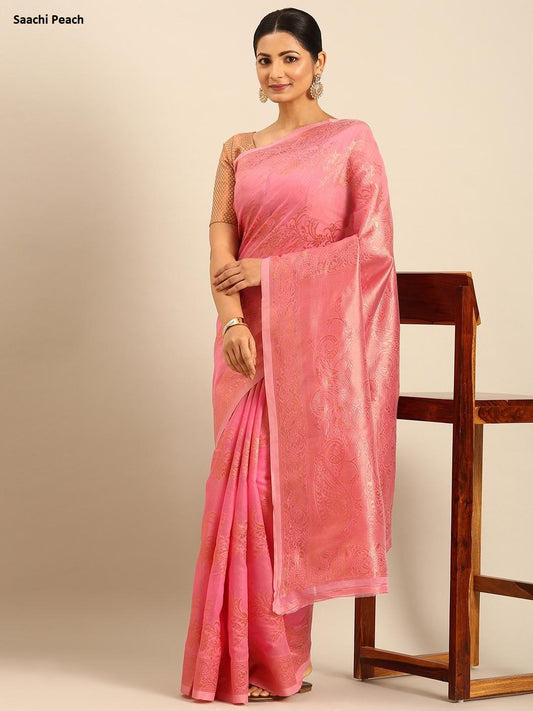 Saachi Peach Bunawat Sarees