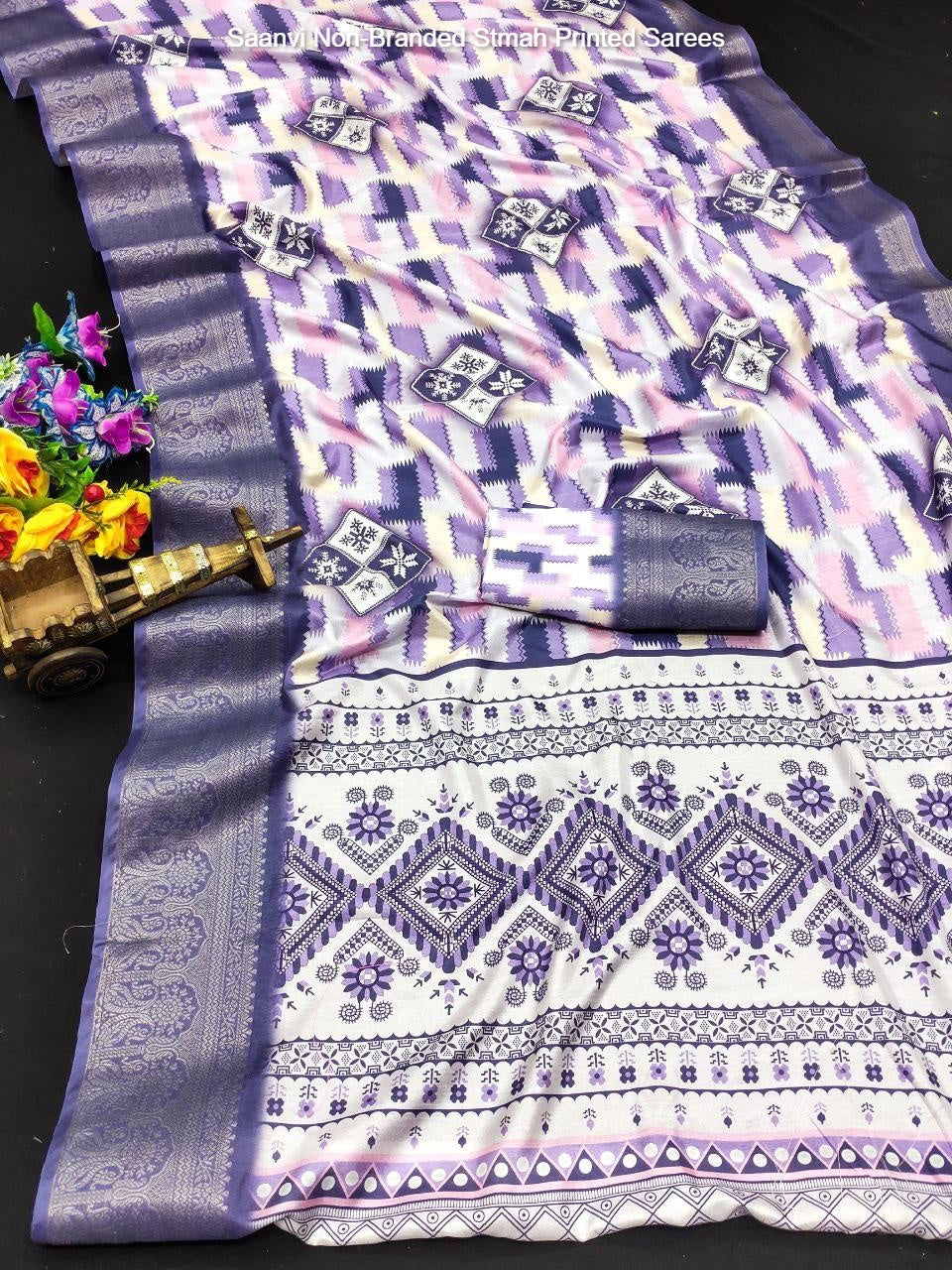 Saanvi Non-Branded Stmah Printed Sarees