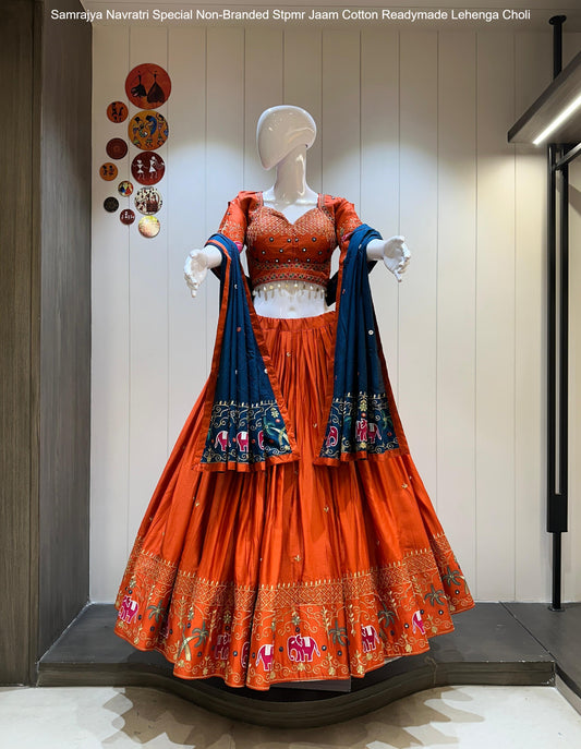 Samrajya Navratri Special Non-Branded Stpmr Jaam Cotton Readymade Lehenga Choli