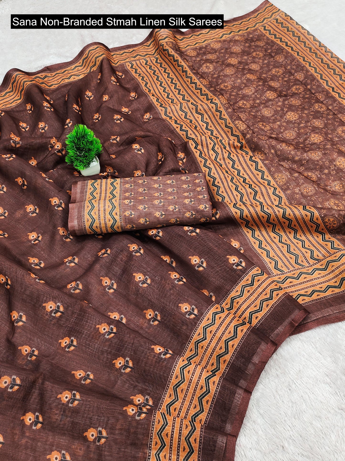 Sana Non-Branded Stmah Linen Silk Sarees