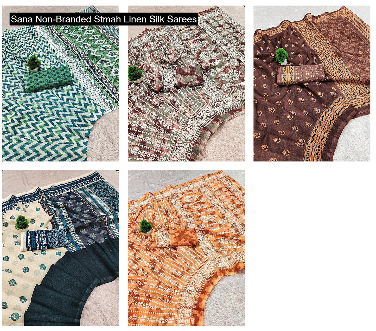 Sana Non-Branded Stmah Linen Silk Sarees