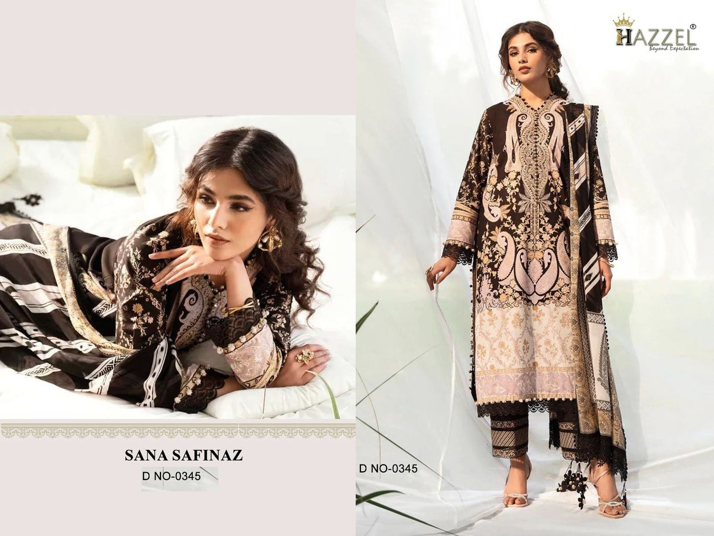 Sana Safinaz 0345 Hazzel Printed Pakistani Patch Suits
