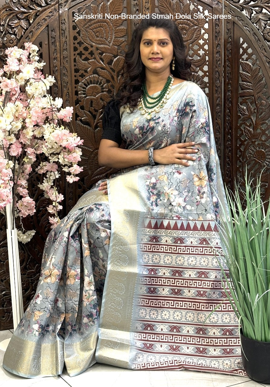 Sanskriti Non-Branded Stmah Dola Silk Sarees