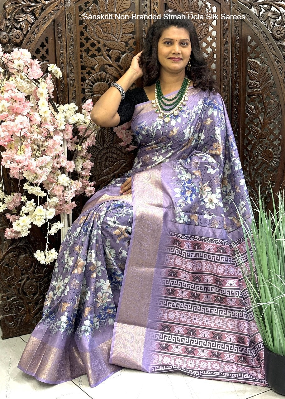 Sanskriti Non-Branded Stmah Dola Silk Sarees
