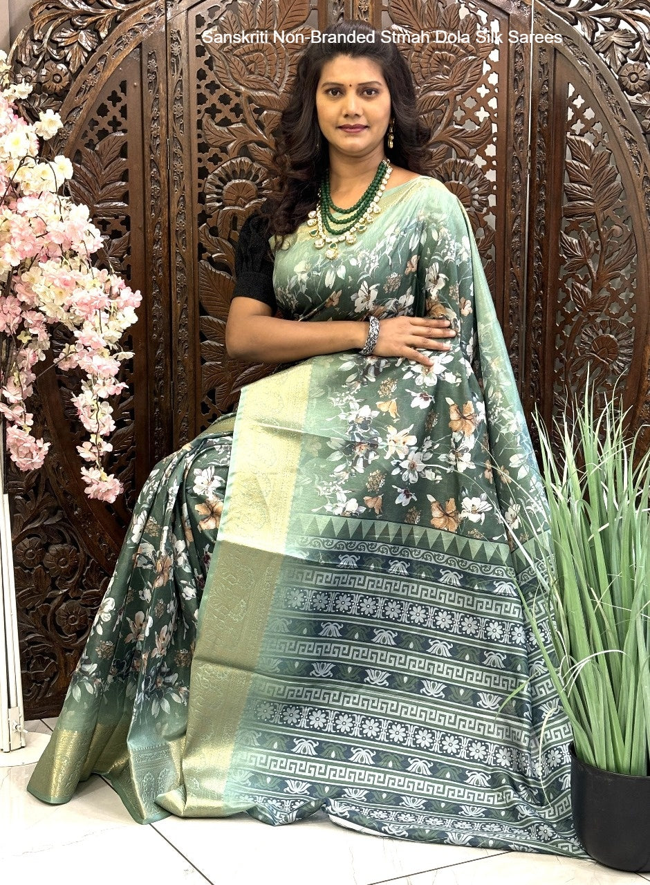 Sanskriti Non-Branded Stmah Dola Silk Sarees