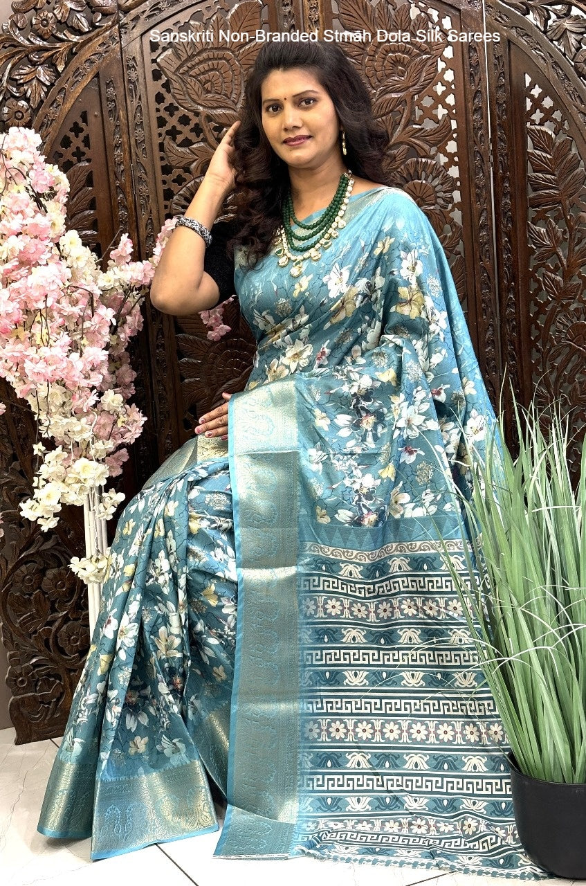 Sanskriti Non-Branded Stmah Dola Silk Sarees