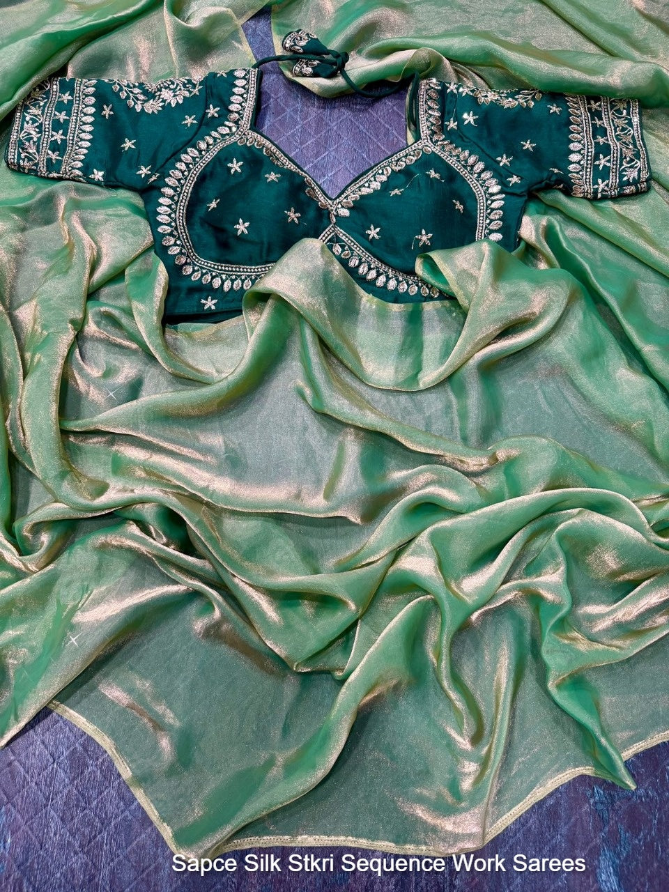 Sapce Silk Stkri Sequence Work Sarees