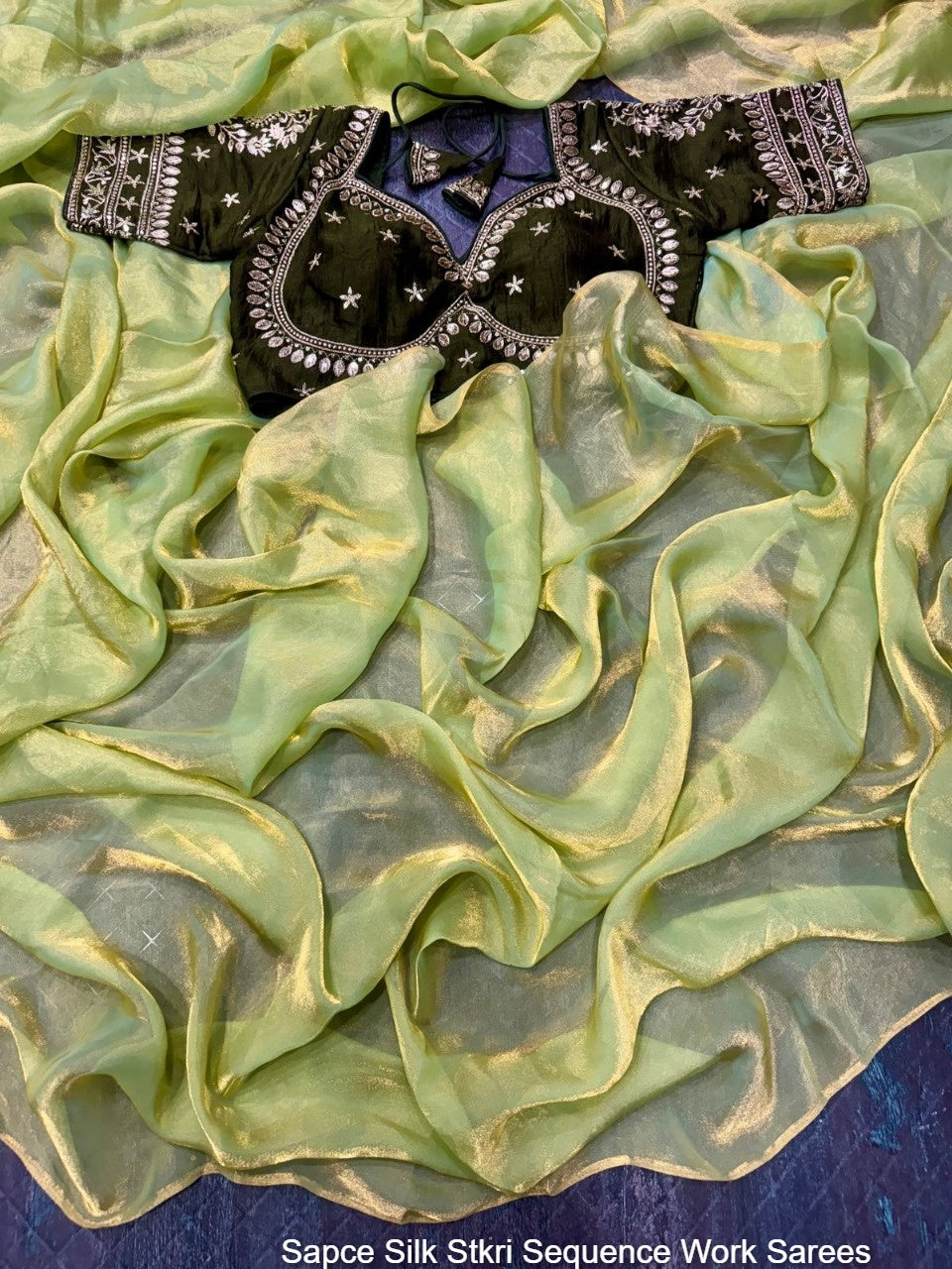 Sapce Silk Stkri Sequence Work Sarees