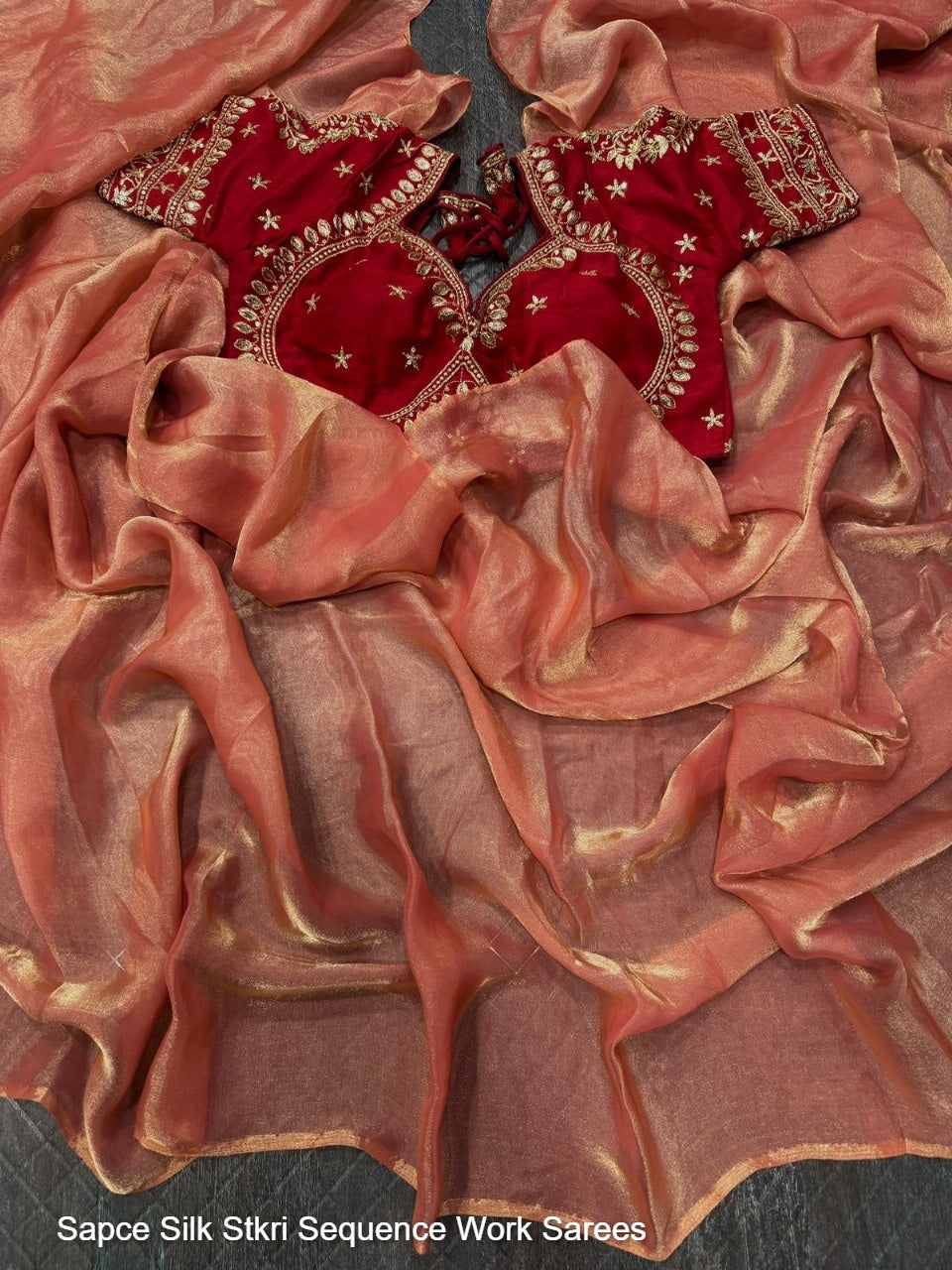 Sapce Silk Stkri Sequence Work Sarees