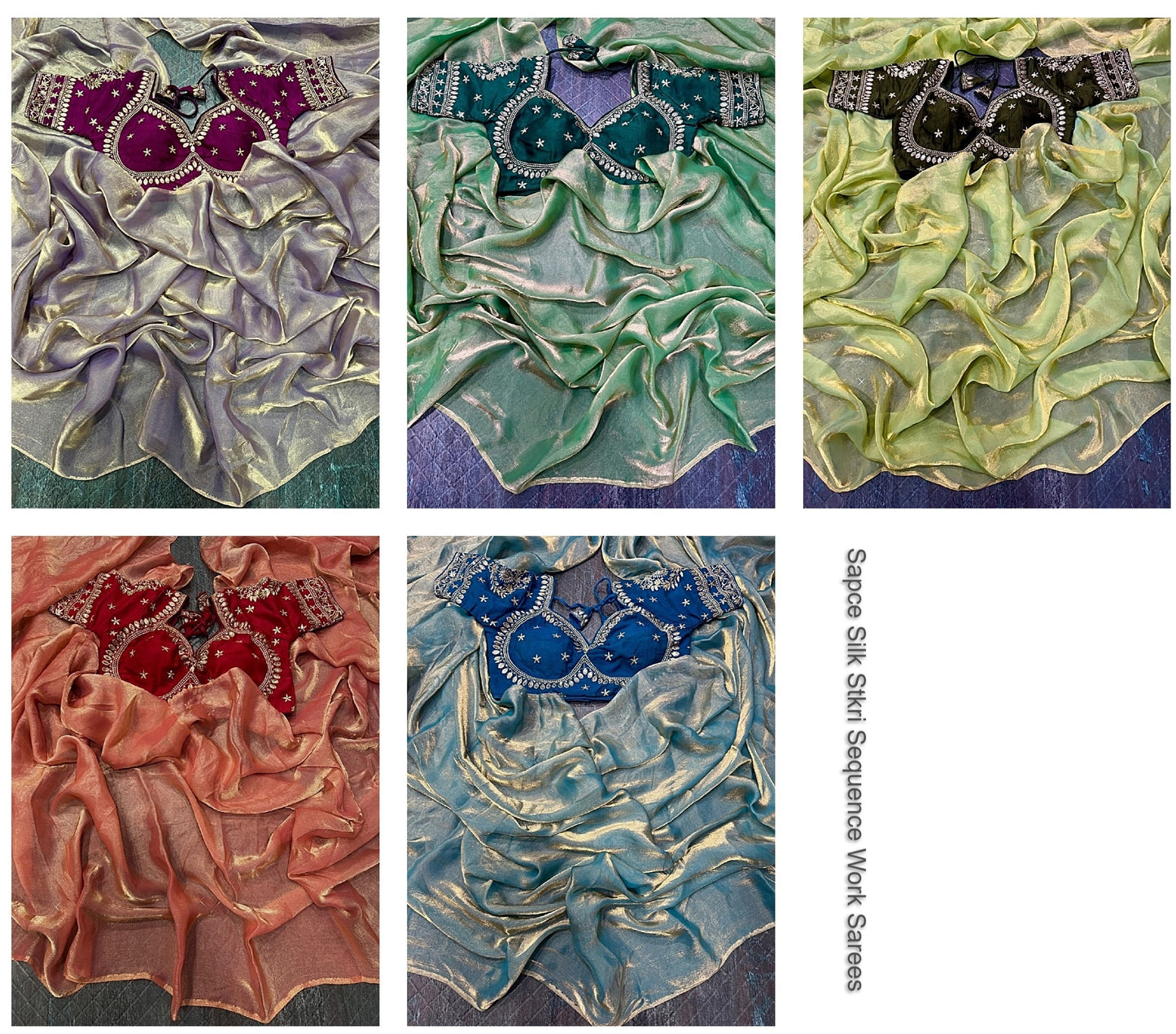 Sapce Silk Stkri Sequence Work Sarees