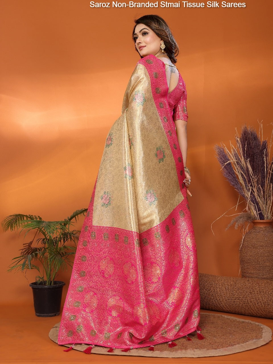 Saroz Non-Branded Stmai Tissue Silk Sarees