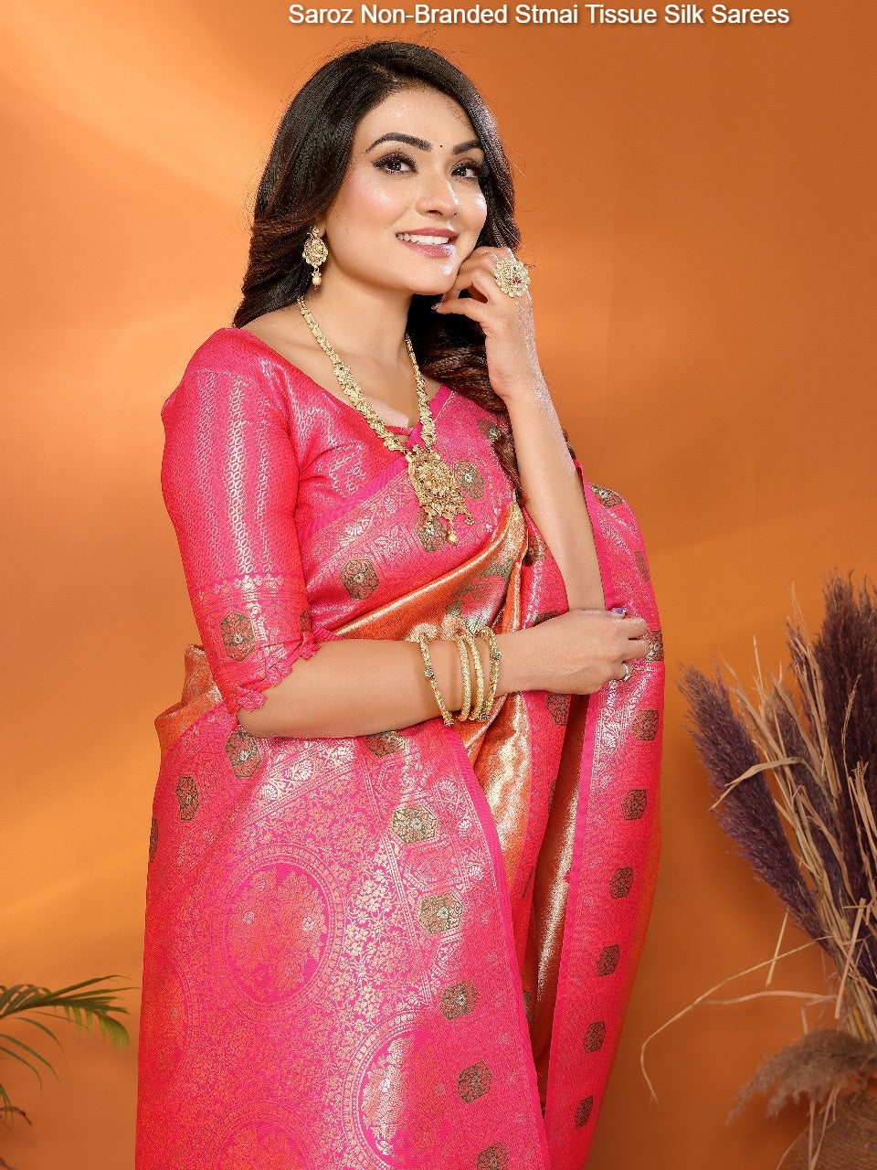 Saroz Non-Branded Stmai Tissue Silk Sarees