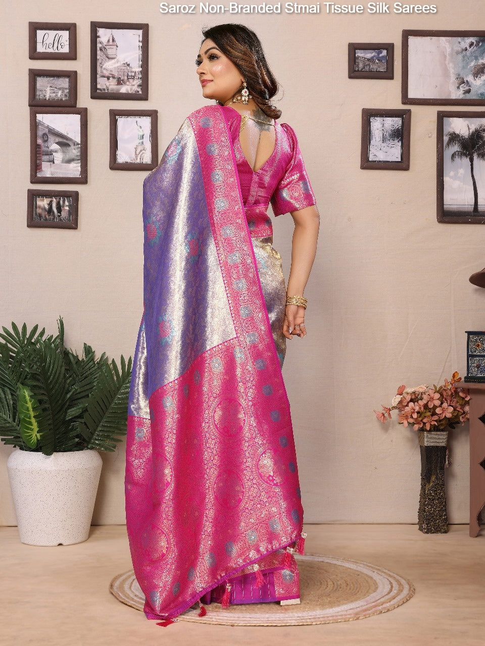 Saroz Non-Branded Stmai Tissue Silk Sarees