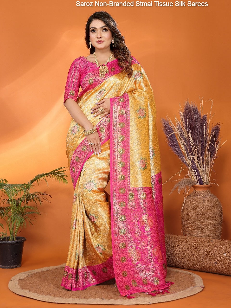 Saroz Non-Branded Stmai Tissue Silk Sarees