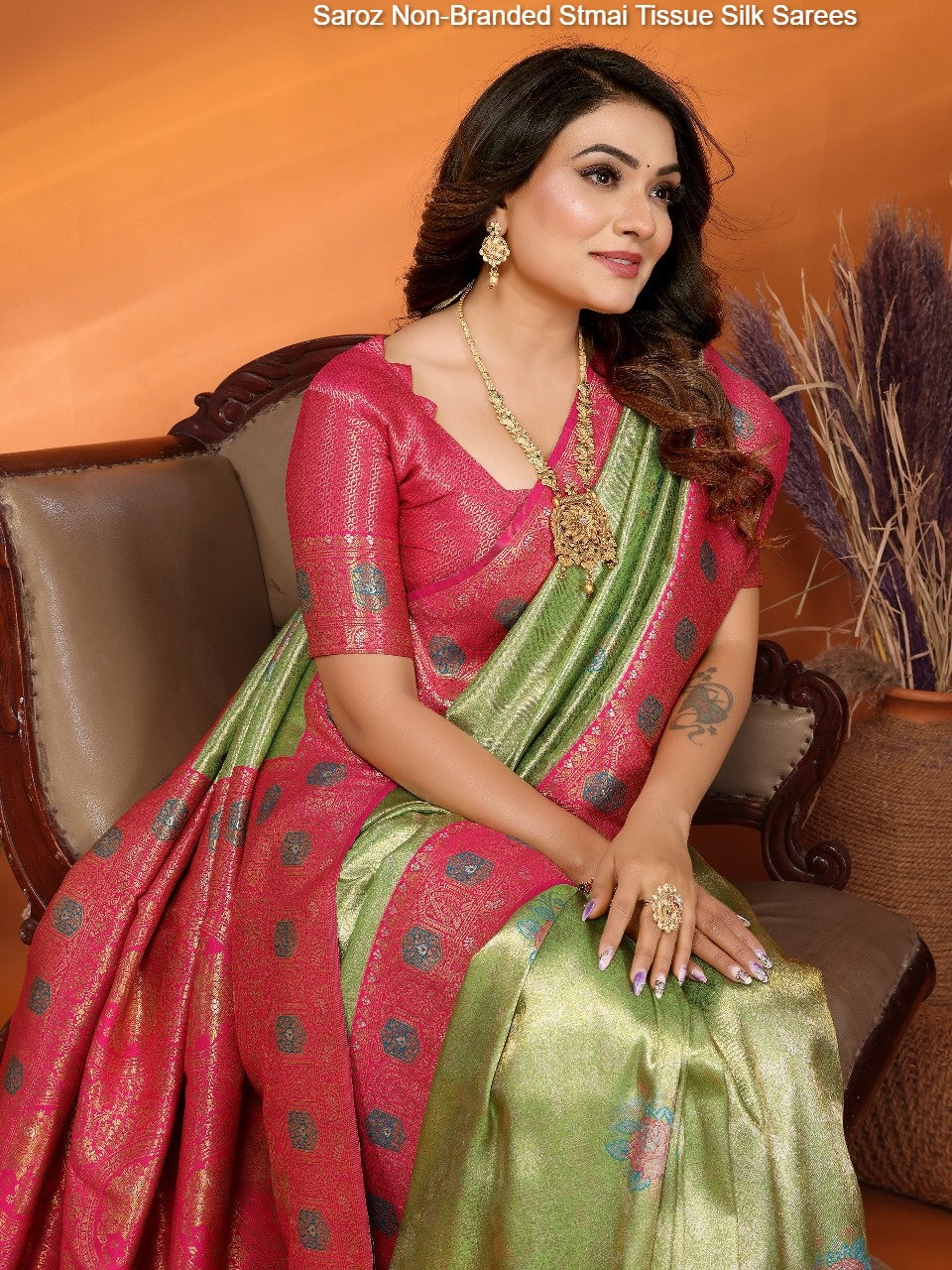 Saroz Non-Branded Stmai Tissue Silk Sarees