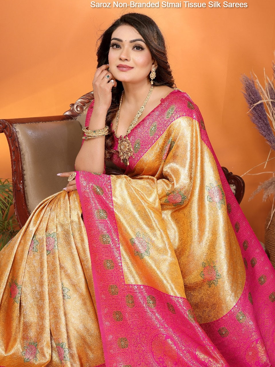 Saroz Non-Branded Stmai Tissue Silk Sarees