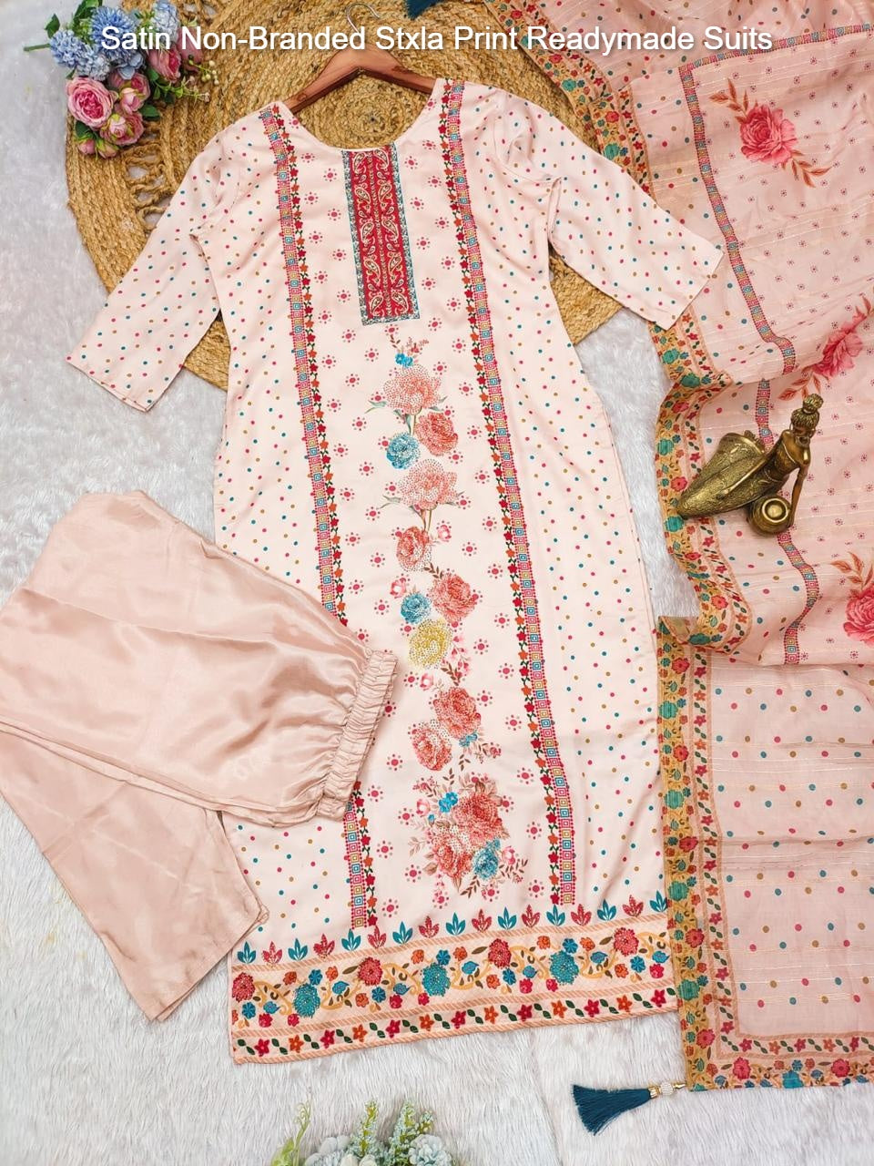 Satin Non-Branded Stxla Print Readymade Suits