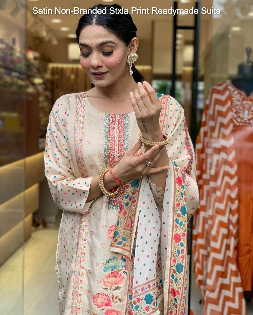 Satin Non-Branded Stxla Print Readymade Suits