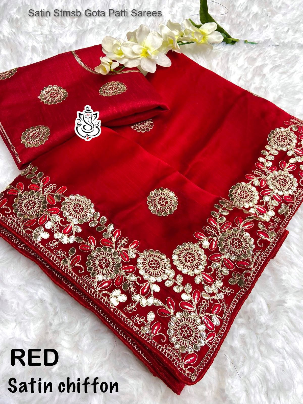 Satin Stmsb Gota Patti Sarees
