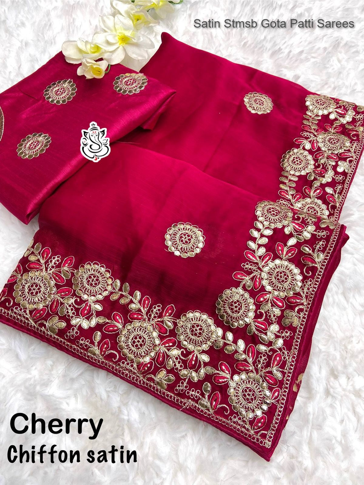 Satin Stmsb Gota Patti Sarees