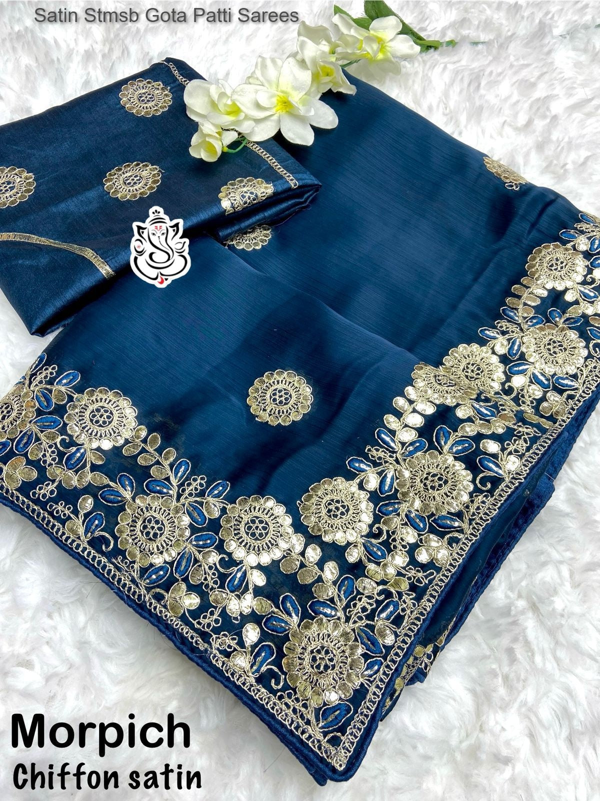 Satin Stmsb Gota Patti Sarees