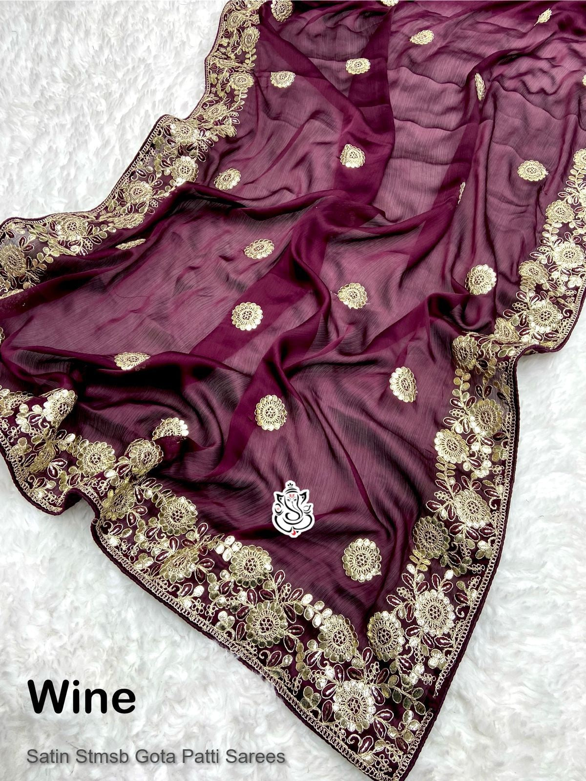 Satin Stmsb Gota Patti Sarees