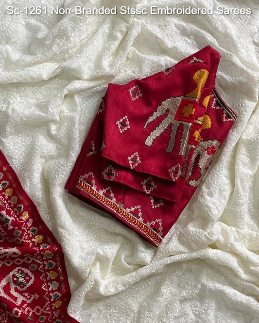 Sc-1261 Non-Branded Stssc Embroidered Sarees